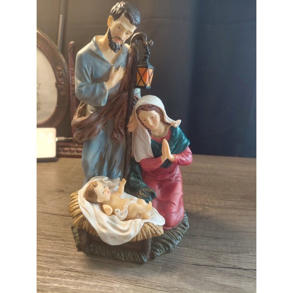 Ceramic Nativity Scene Mary Joseph Baby Jesus Figurine Christmas 9 Inch - Picture 6 of 6